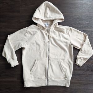 Athleta Women's Forever Fleece Oversized Full Zip Hoodie Bone Cream Size Small